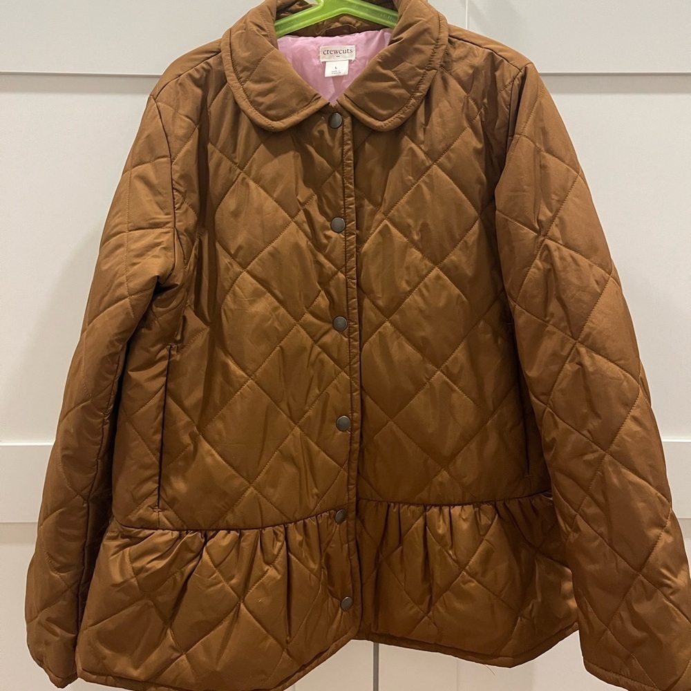 Crewcuts Quilted Peplum Brown Barn Jacket, size L - Picture 3 of 11